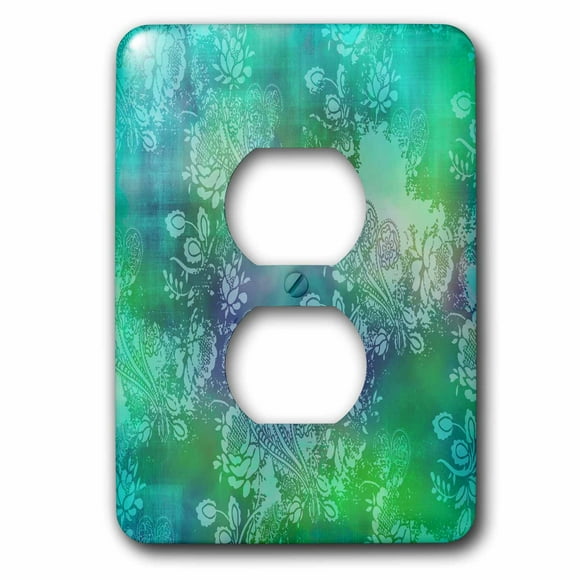 3dRose lsp_35320_6 Blue Purple Green Floral Outlet Cover 3dRose lsp_35320_6 Blue Purple Green Floral Outlet Cover